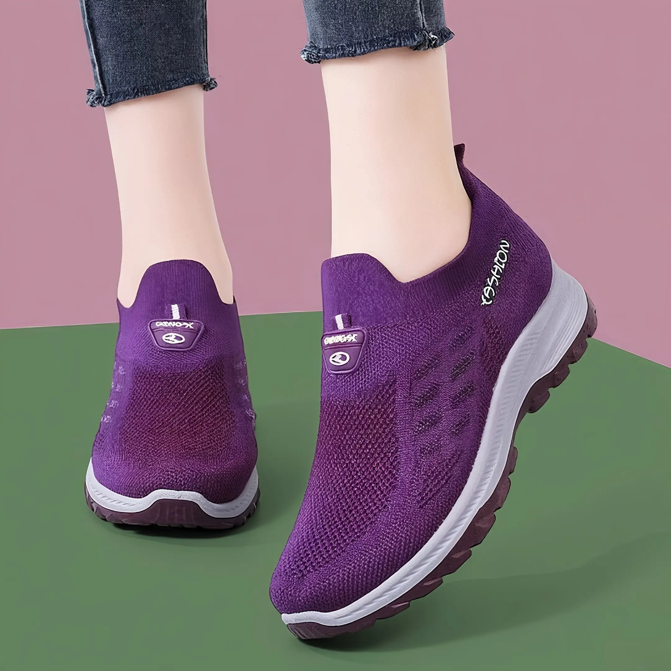 Women's Knit Closed Slip-On Casual Trainers