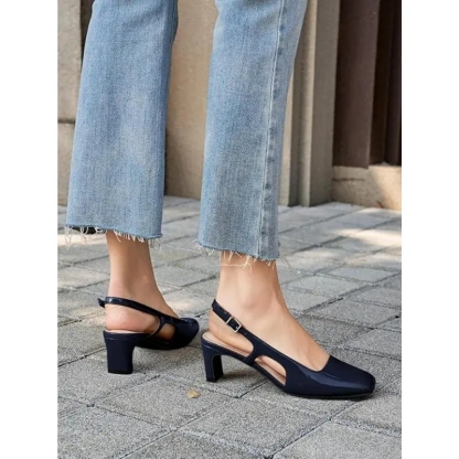Women's Slingback Chunky Low Heels