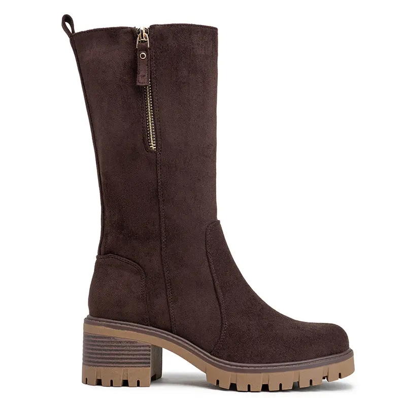 Ladies Faux Suede Chunky Heel
