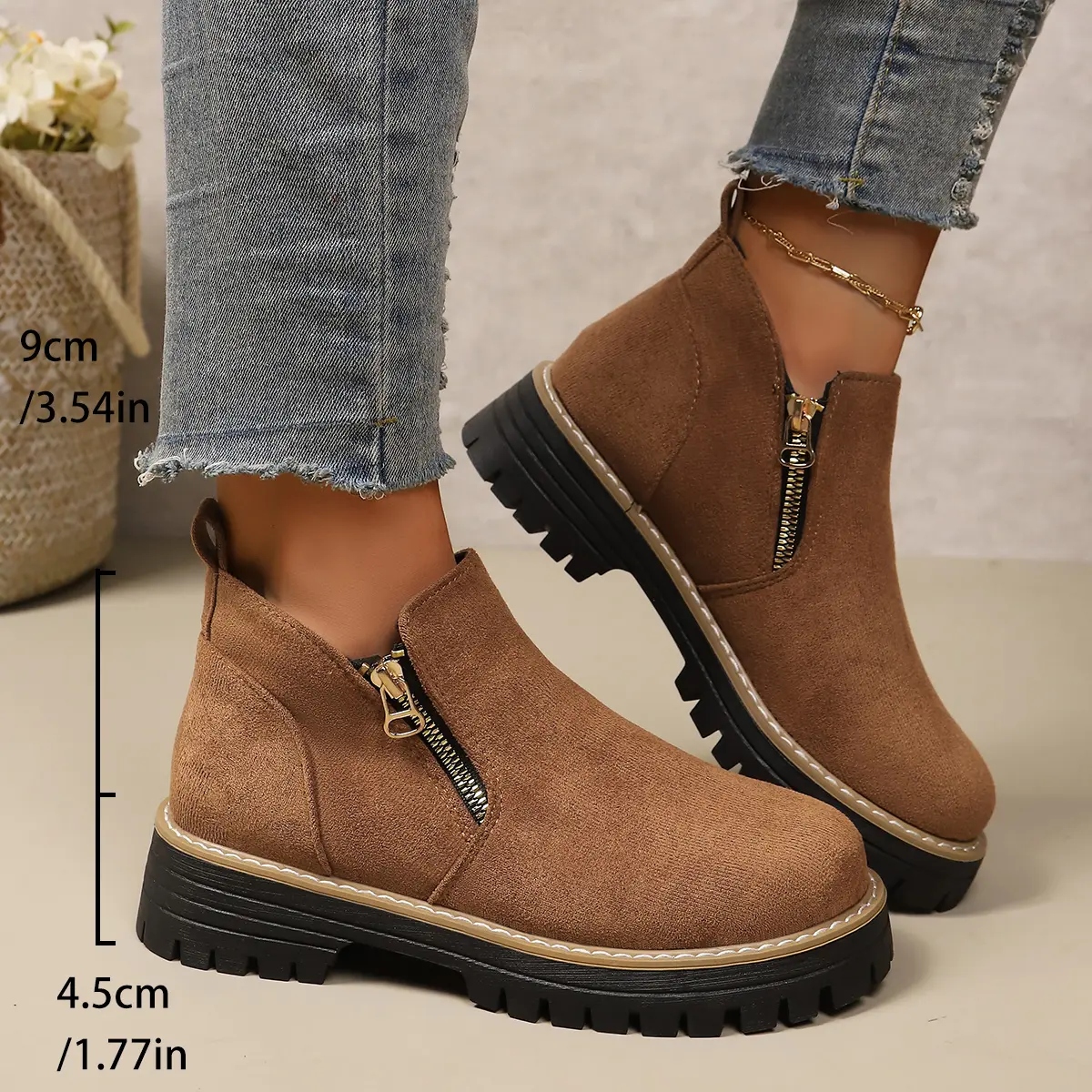 Women's Platform Low-heeled Ankle Boots