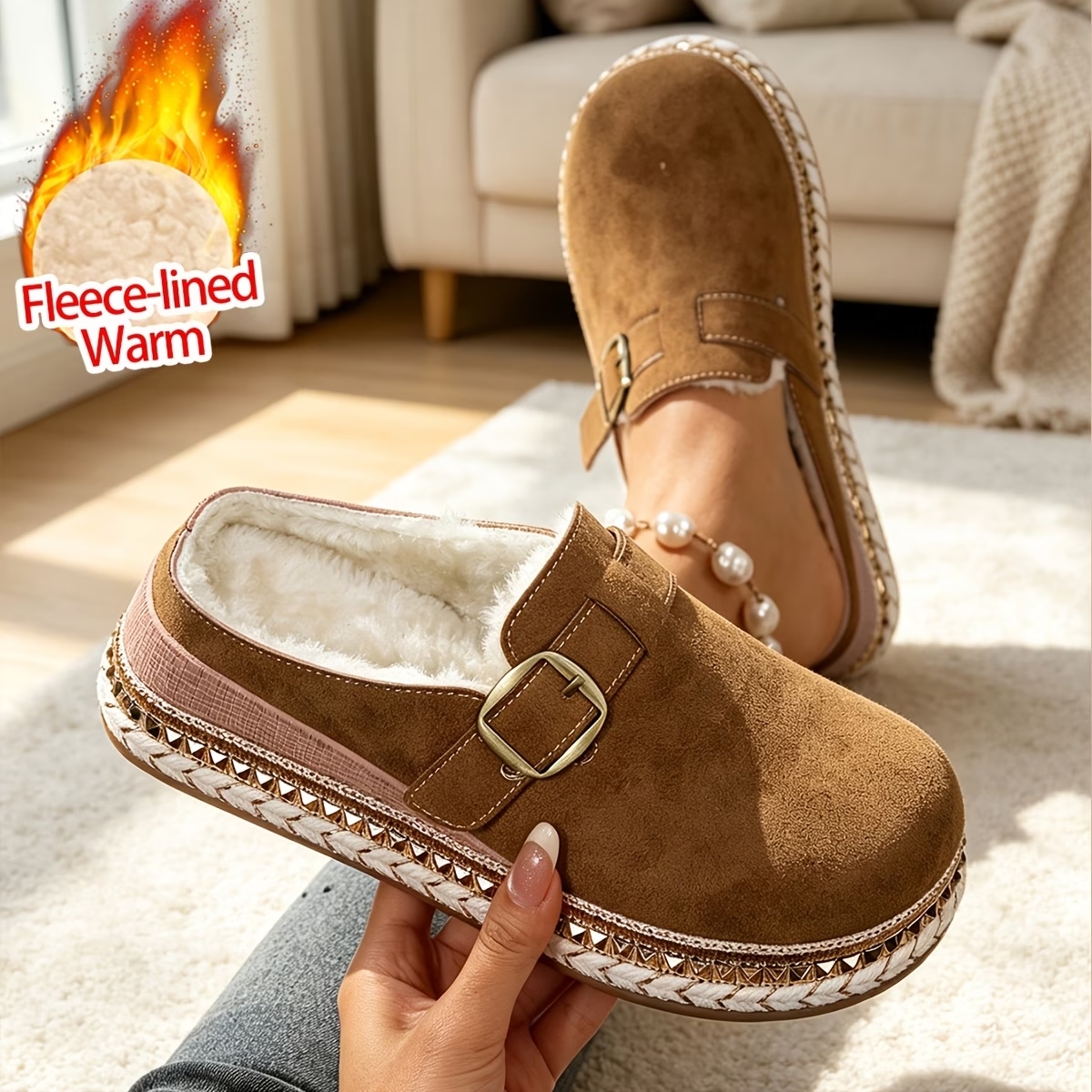 Women's Synthetic Velvet Upper Wedge Sandals