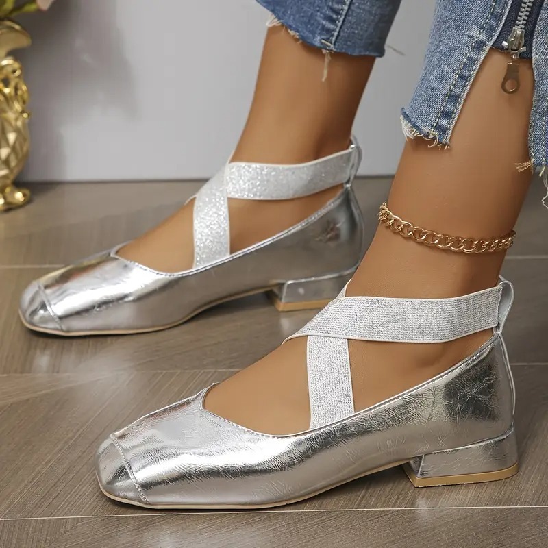 Women's Low-heeled Cross-elastic Single Shoes