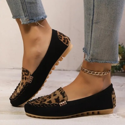 Women's Leopard Print Patchwork Loafers