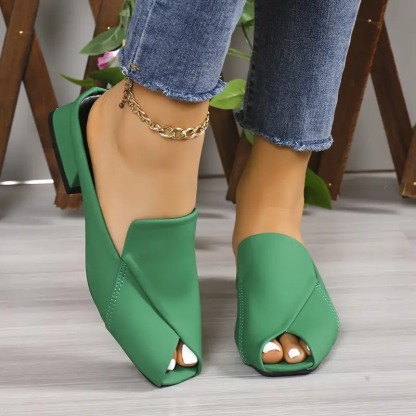 Stylish Square Toe Chunky Low Heels