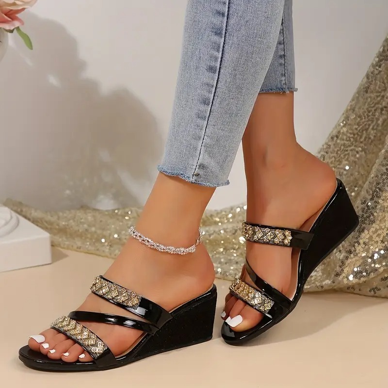 Rhinestone Decor Party Sandals