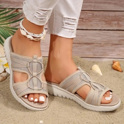 Womens Solid Color Fashion Slides