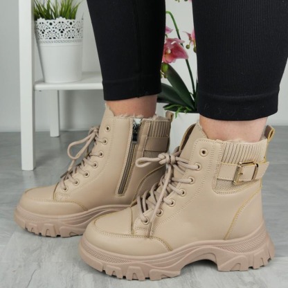 Women's Faux Fur Lace-Up Zip Boots