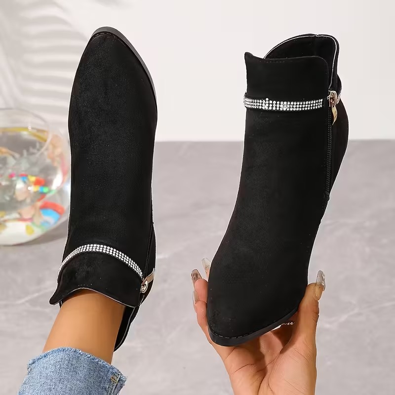 Women's Rhinestone Heeled Boots