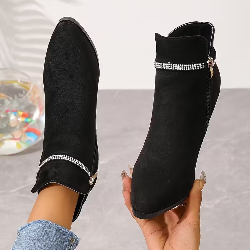 Women's Rhinestone Heeled Boots