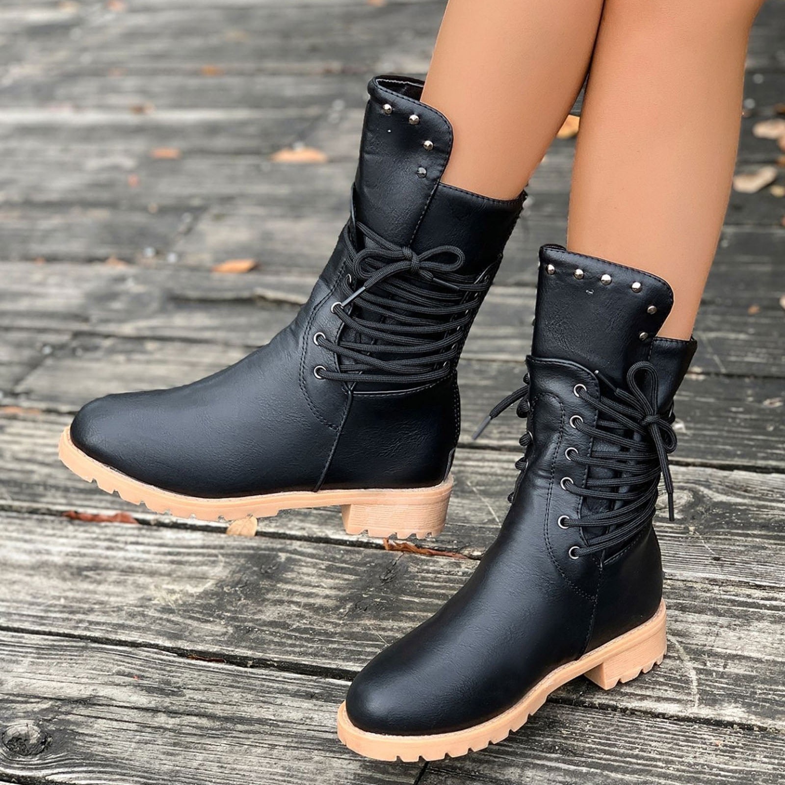 Women's Mid Calf Boots Vintage Ankle Boots