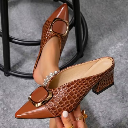 Women's Pointed Toe Buckle Heels