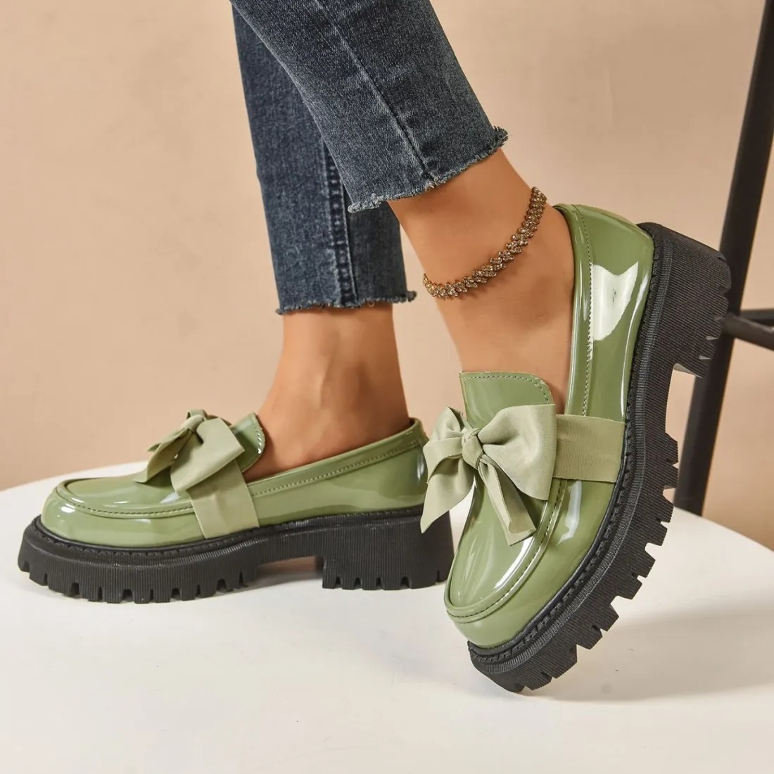 Retro Style Leather Slip-on Loafers