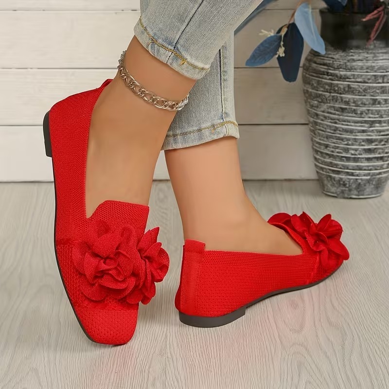 Women's Floral Mary Jane Flat Heels