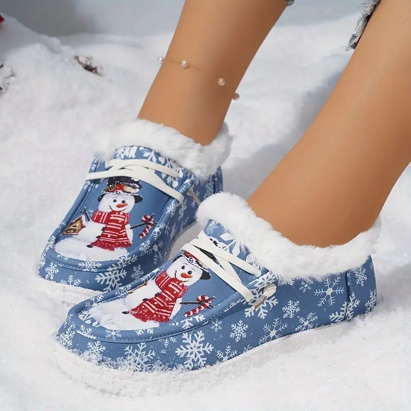 Christmas Snowman Thickened Warm Loafer