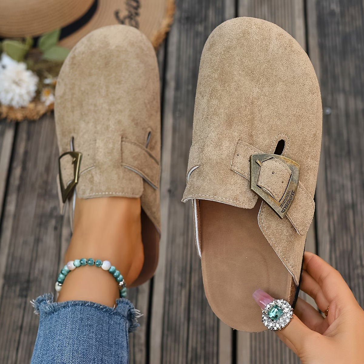 Women's Vintage Copper Buckle Loafers