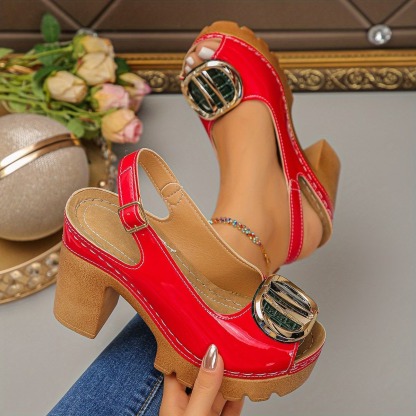 Women's Vintage Metal Buckle Pumps