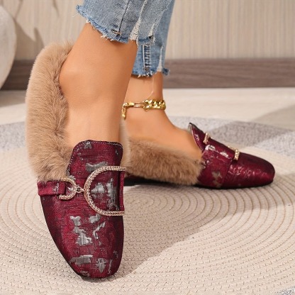 Women's Elegant Moccasin Plush Slippers