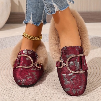 Women's Elegant Moccasin Plush Slippers