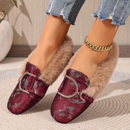 Women's Elegant Moccasin Plush Slippers