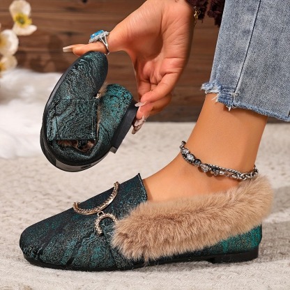 Women's Elegant Moccasin Plush Slippers