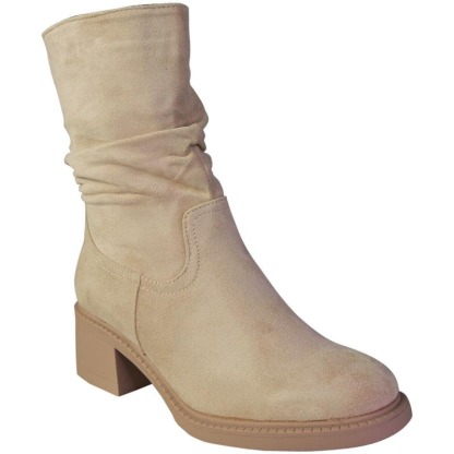 Womens Mid Calf Rouched Cuban Warm Zip Boots