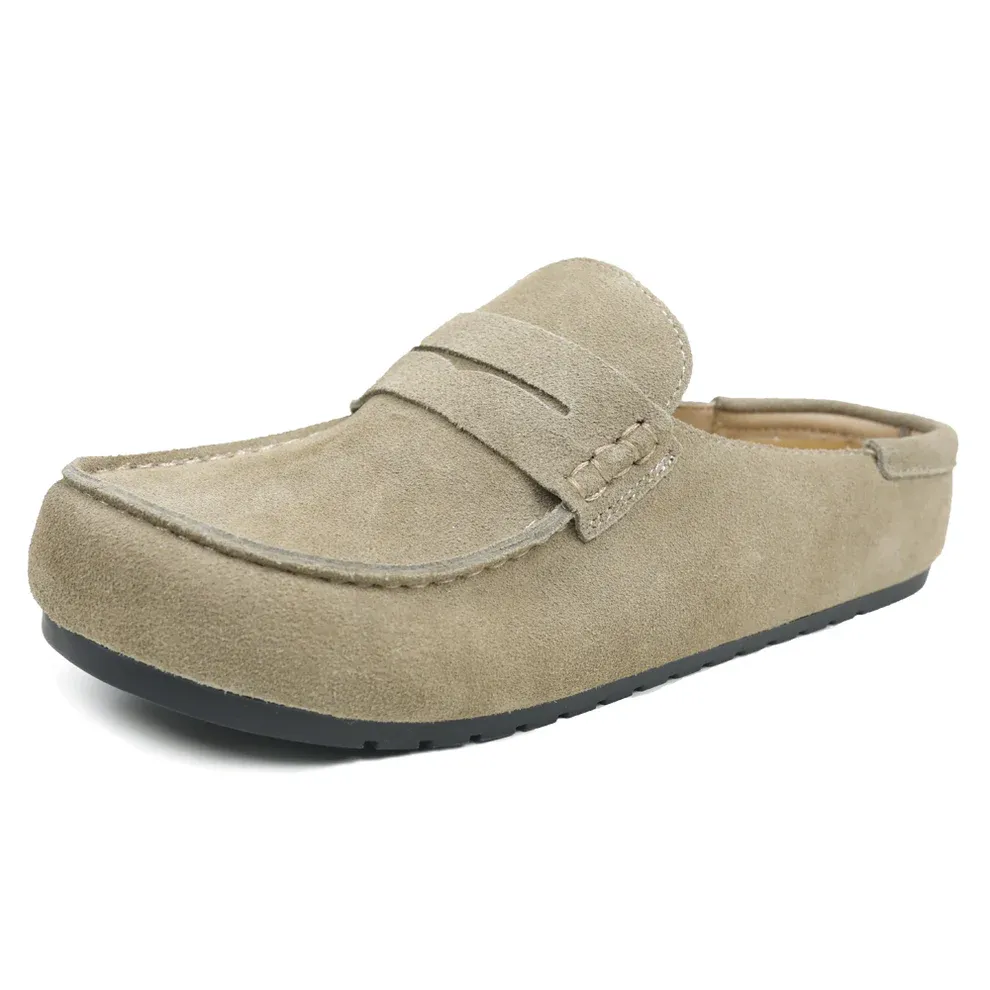 Genuine Suede Loafer Mules