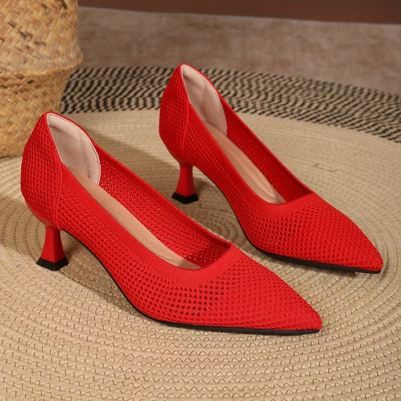 Women's Breathable Sexy Knit Heels