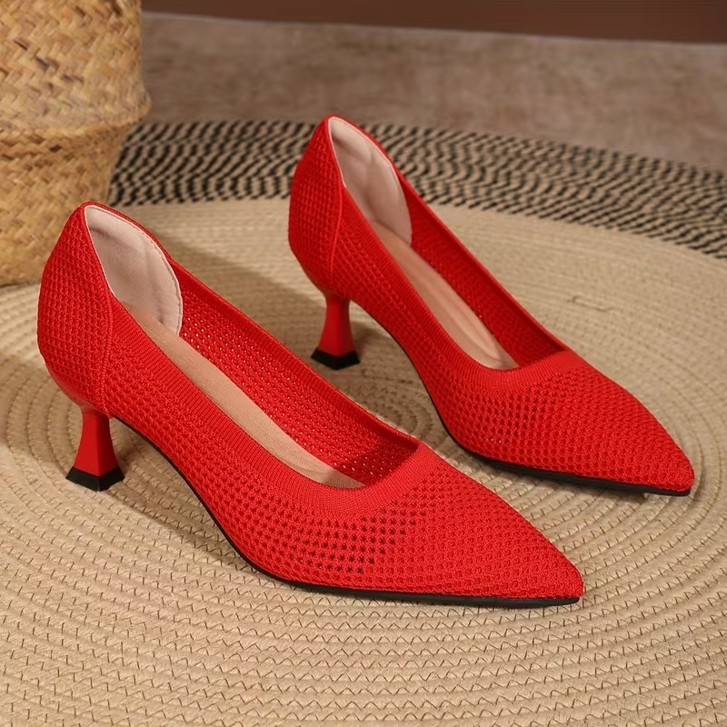 Women's Breathable Sexy Knit Heels