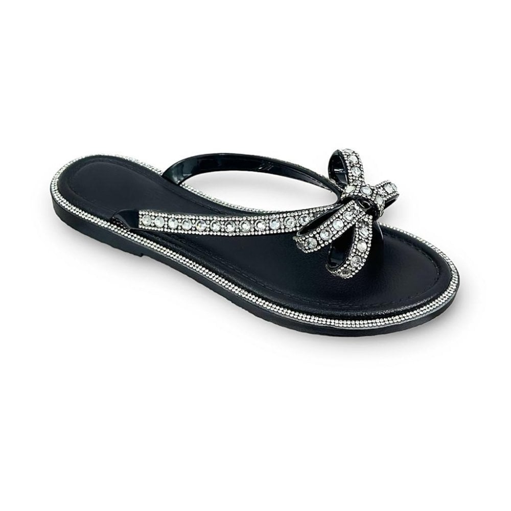 Women's Crystal Glamour Bow Flip-Flops