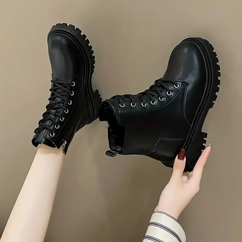 Women's Plush Lined Combat Boots