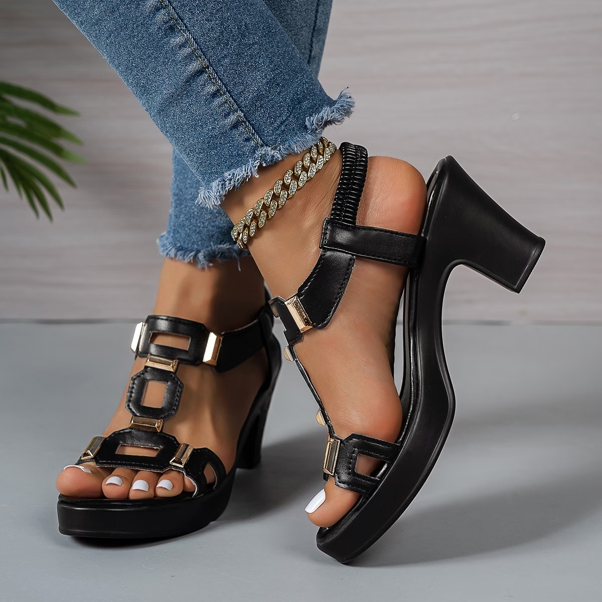 Women's T-Strap Platform Wedge Sandals
