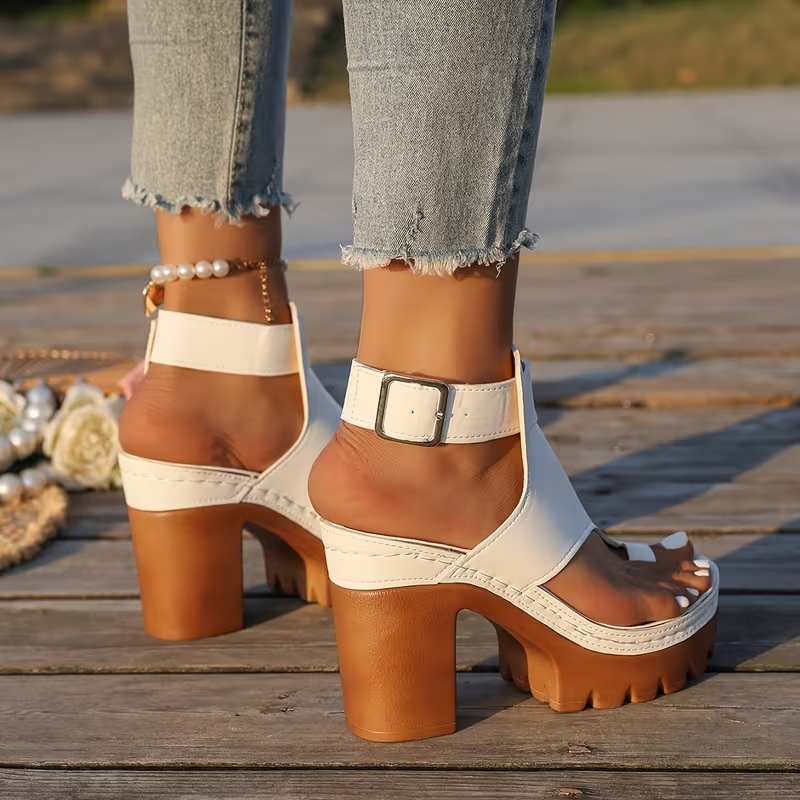 Women's Buckle Ultra-High Heel Sandals