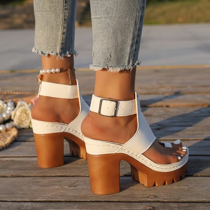 Women's Buckle Ultra-High Heel Sandals