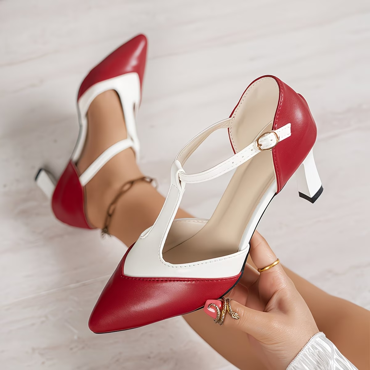 Women's Hollow Color blocked High Heels