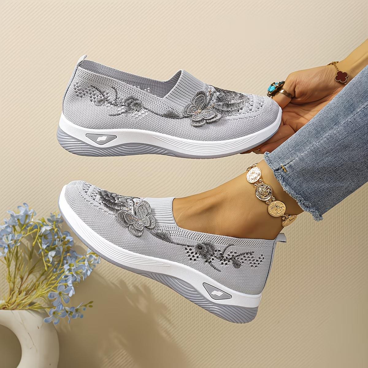 Women's Ethnic Mesh Loafers