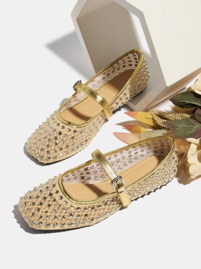 Women's Mesh Rhinestone Ballet Flats