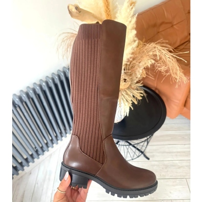 Women's Stretch Elastic Gusset Zip Closure Boots