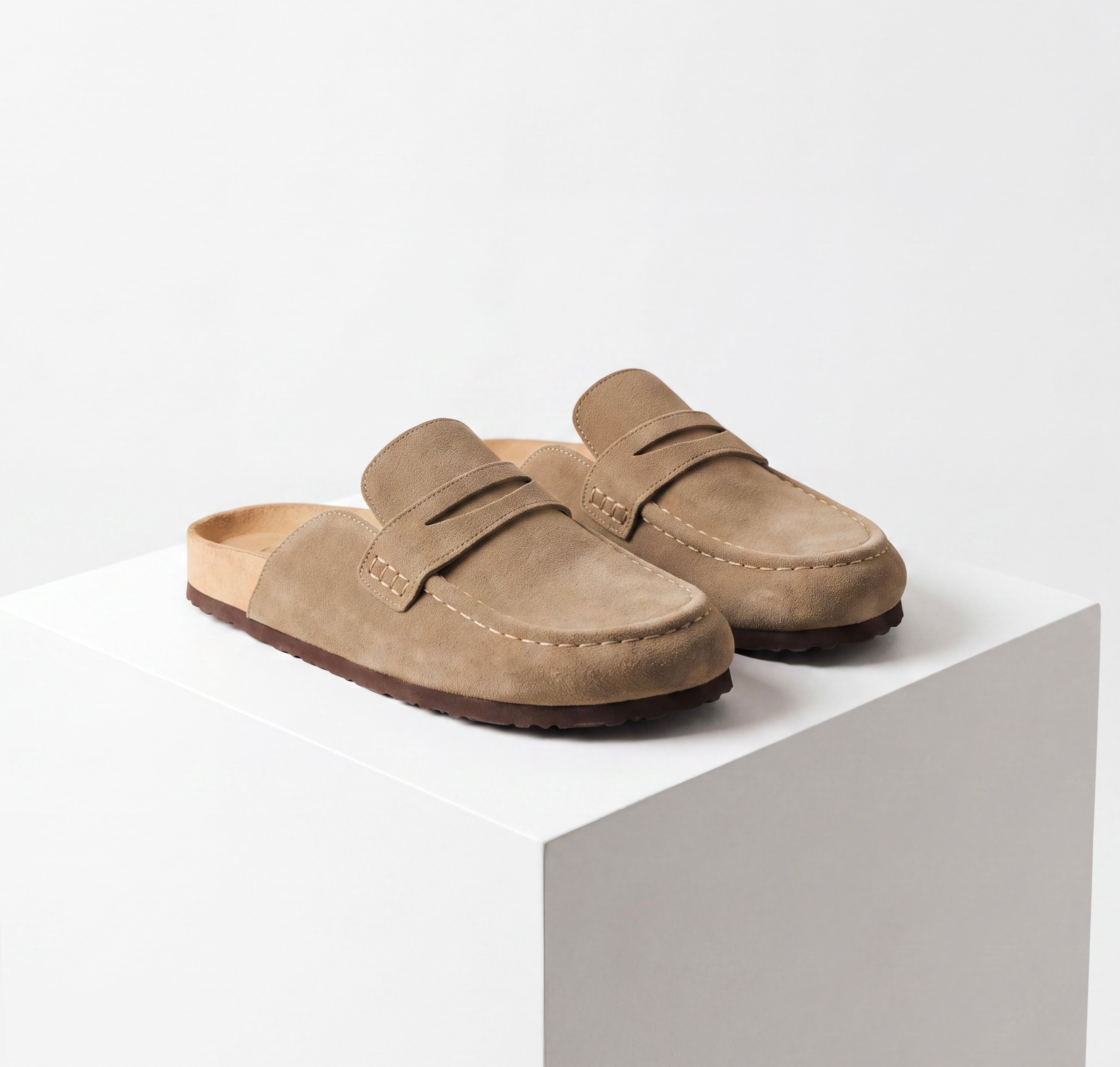 Cow Suede Leather Flat Loafer Mule Clogs