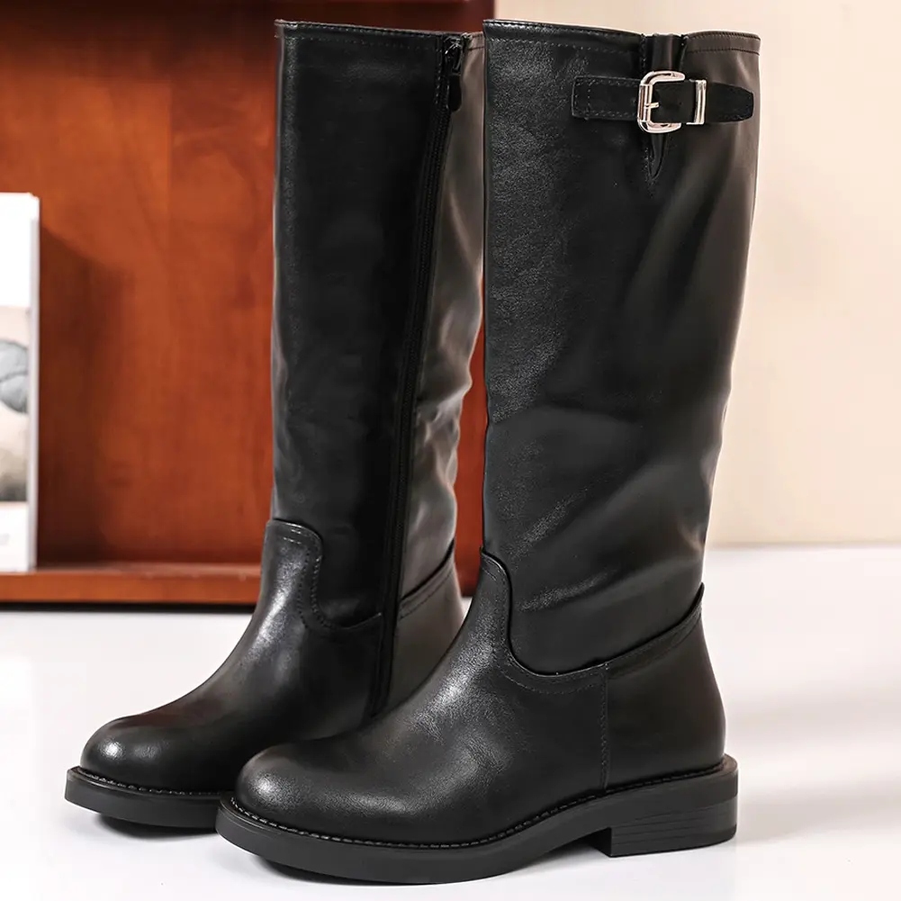 Ladies Faux Leather Zip Comfy Boots