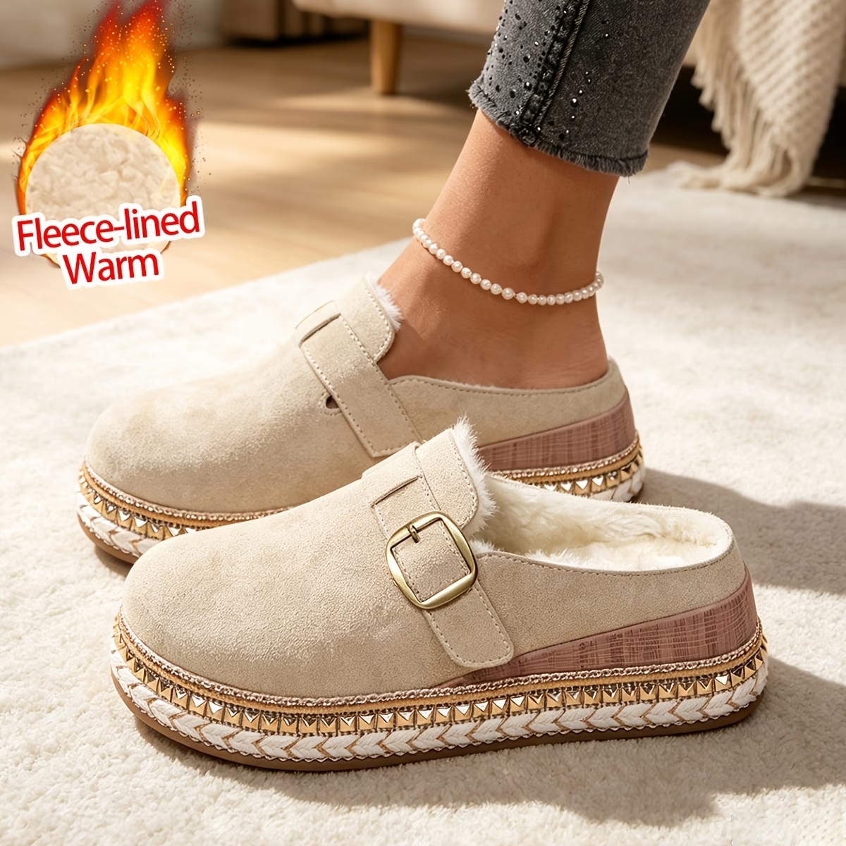 Women's Synthetic Velvet Upper Wedge Sandals
