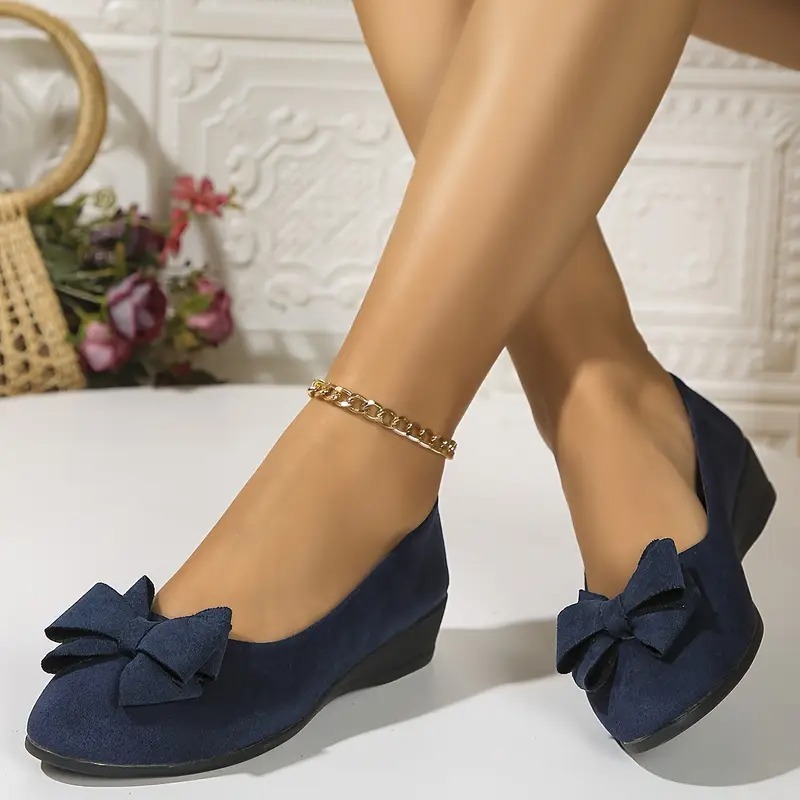 Bowknot Decor Wedge Heeled Shoes