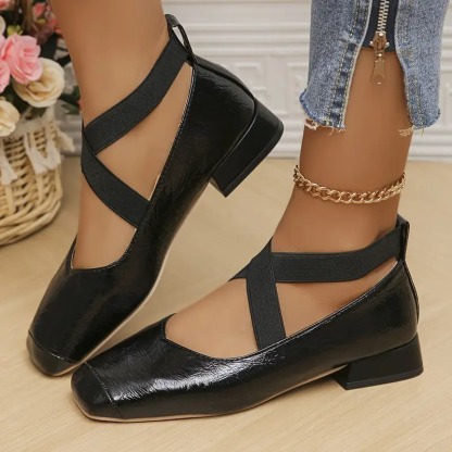Women's Low-heeled Cross-elastic Single Shoes