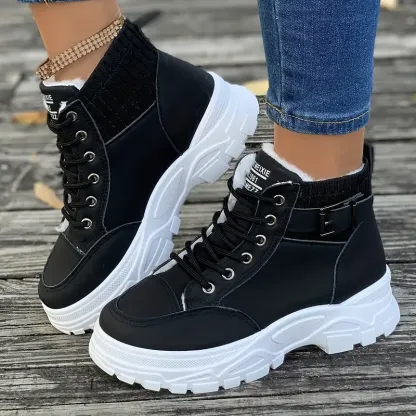 Stylish Women's Solid Color Platform Short Boots