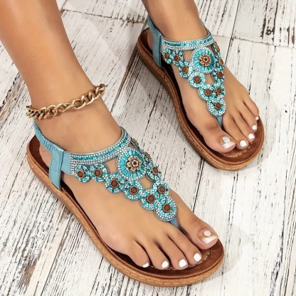 Floral Embellished Flat Sandals