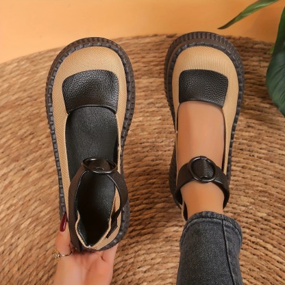 Retro Style Leather Wedge Loafers