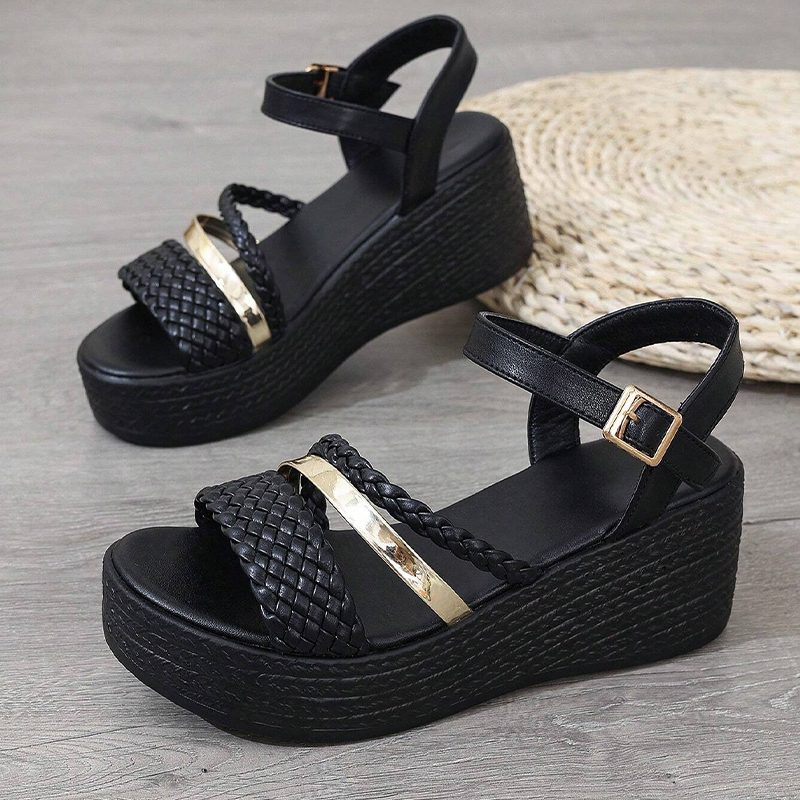 Women's Woven Strap Platform Wedge Sandals
