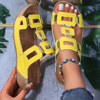 Women's T-Strap Platform Wedge Heel Sandals