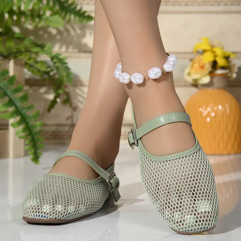 Breathable Vintage Square Toe Flats
