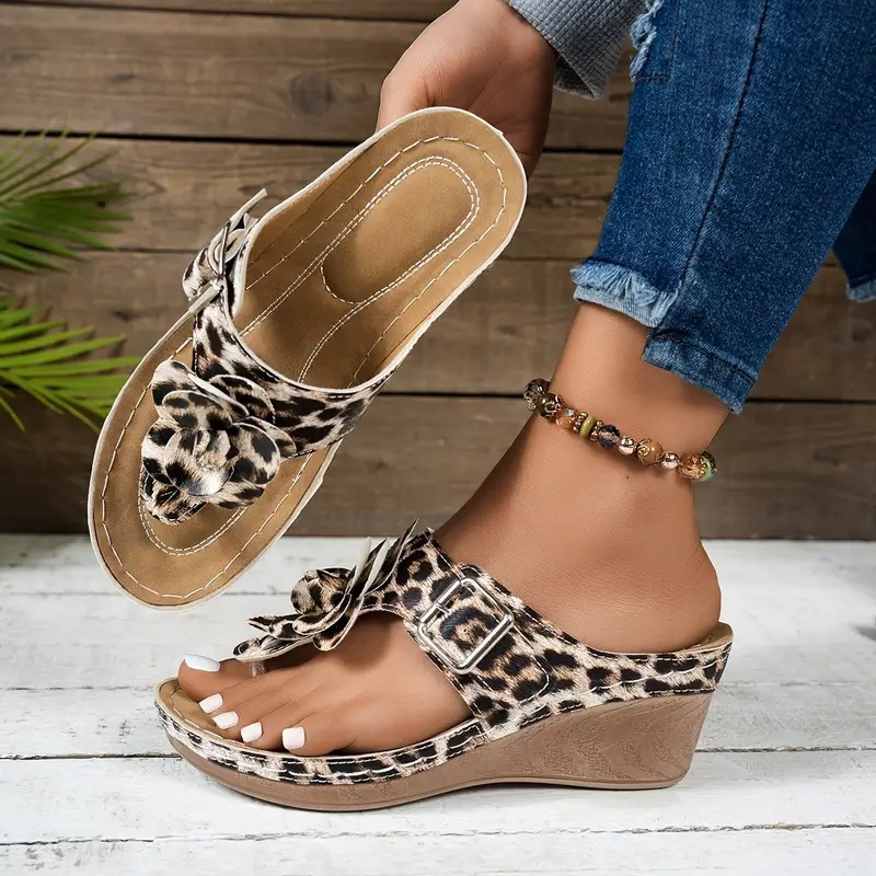 Women's Flower Wedding Wedge Slipper