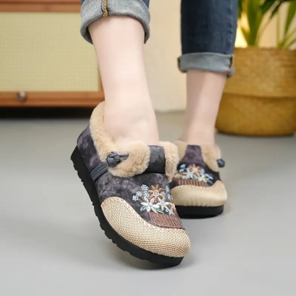 Women's Ethnic Floral Slip-On Boots